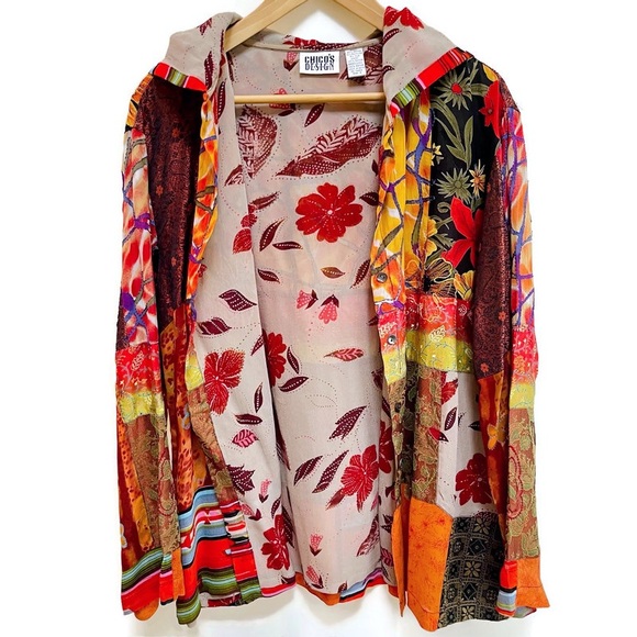 Travelers by Chico's Jackets & Blazers - Vintage Patchwork‎ Art-to-Wear Hooded Jacket, Maximalist Chico's Travelers